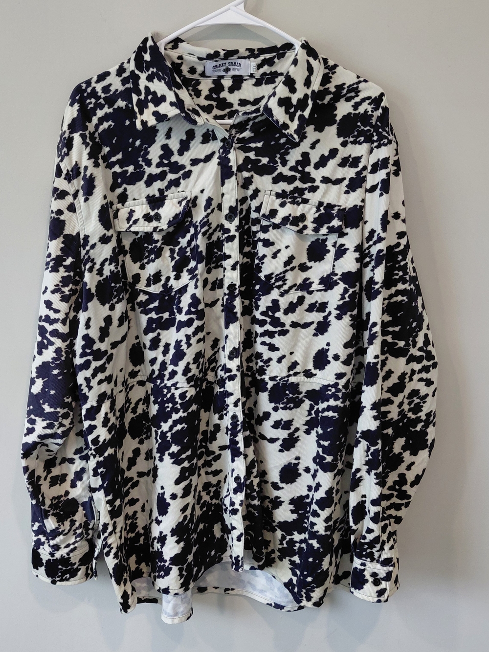 Crazy Train Black and White Printed Button-Down Shirt